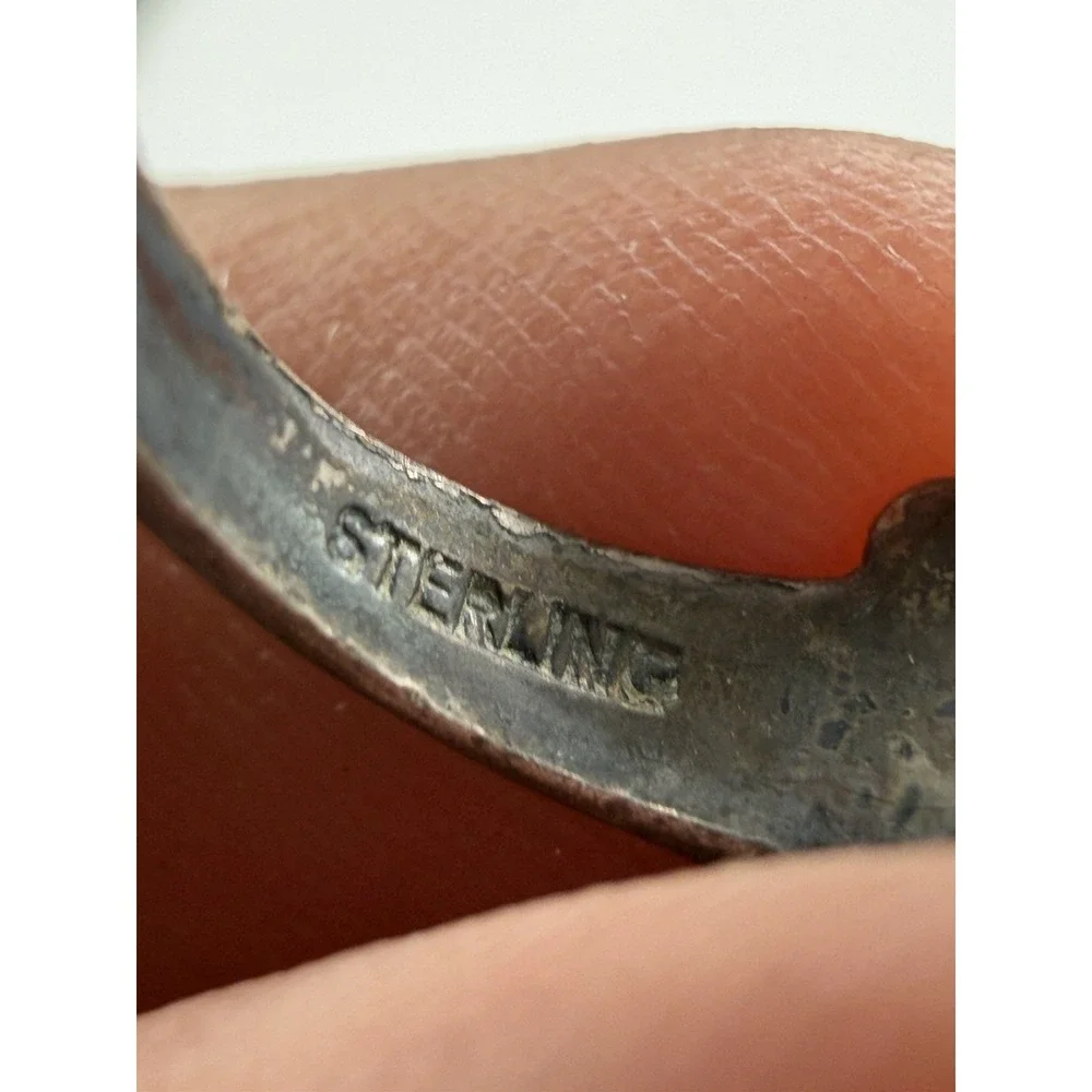 Vintage Sterling Silver Green Turquoise Baby Ring Size 1.5